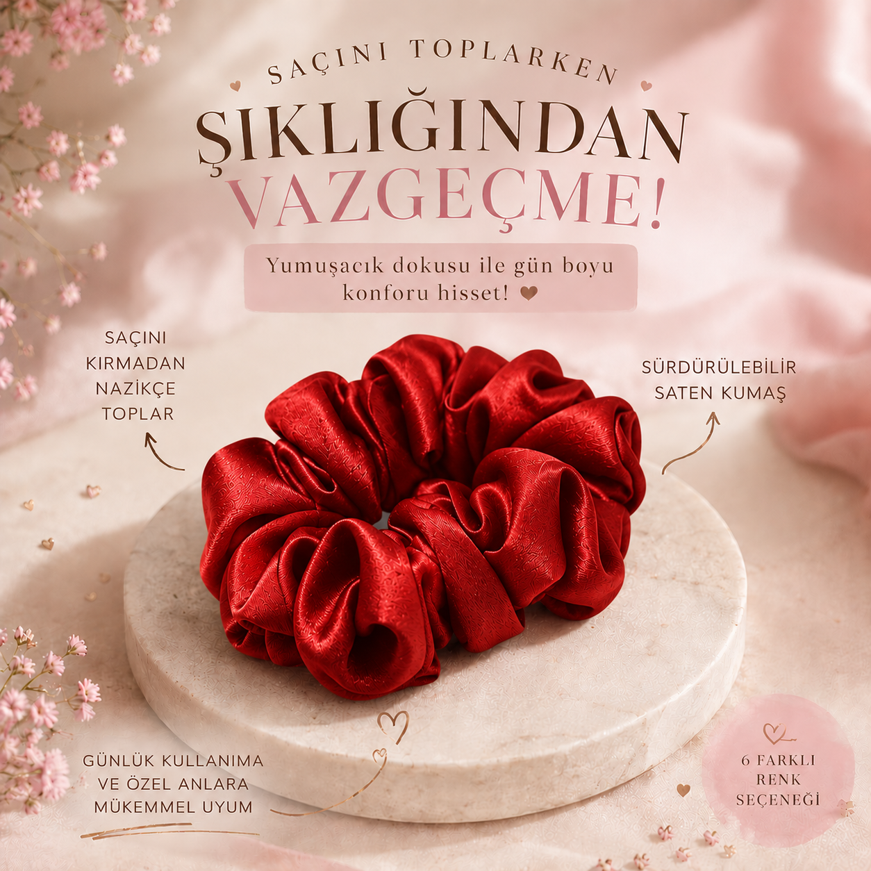 MASI-0008  Kırmızı Saten Simit Toka